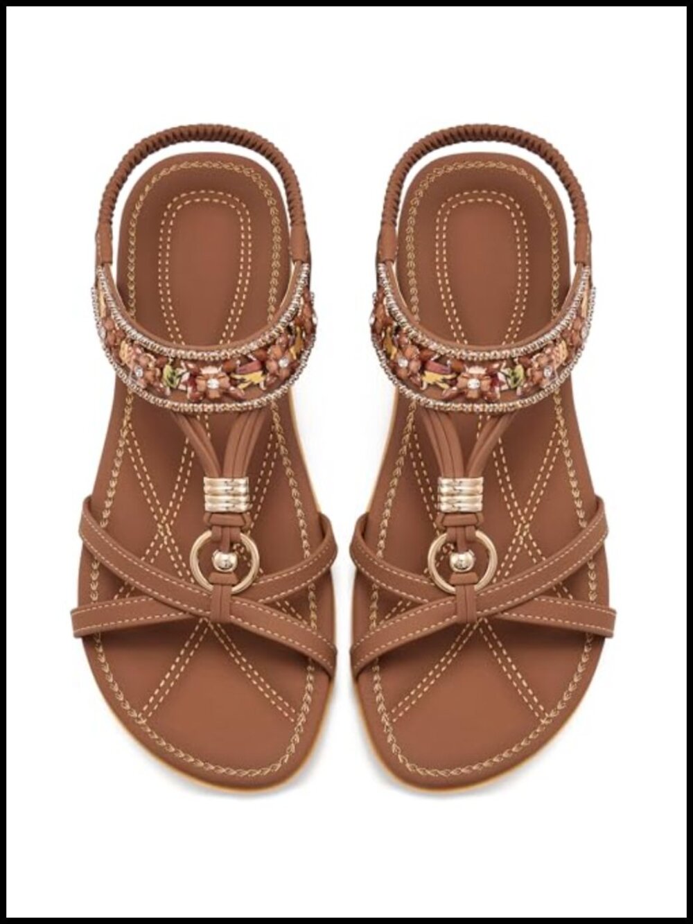 Soft Cushion Memory Foam Flat Sandals Bohemian Elastic Strap Casual